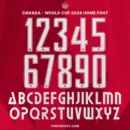 Canada 2026 World Cup font kit – full number set and alphabet preview in red home jersey style