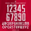 Canada 2026 World Cup font kit – full number set and alphabet preview in red home jersey style