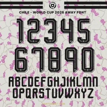 Chile national football team 2026 World Cup away jersey font typography and numbers full set