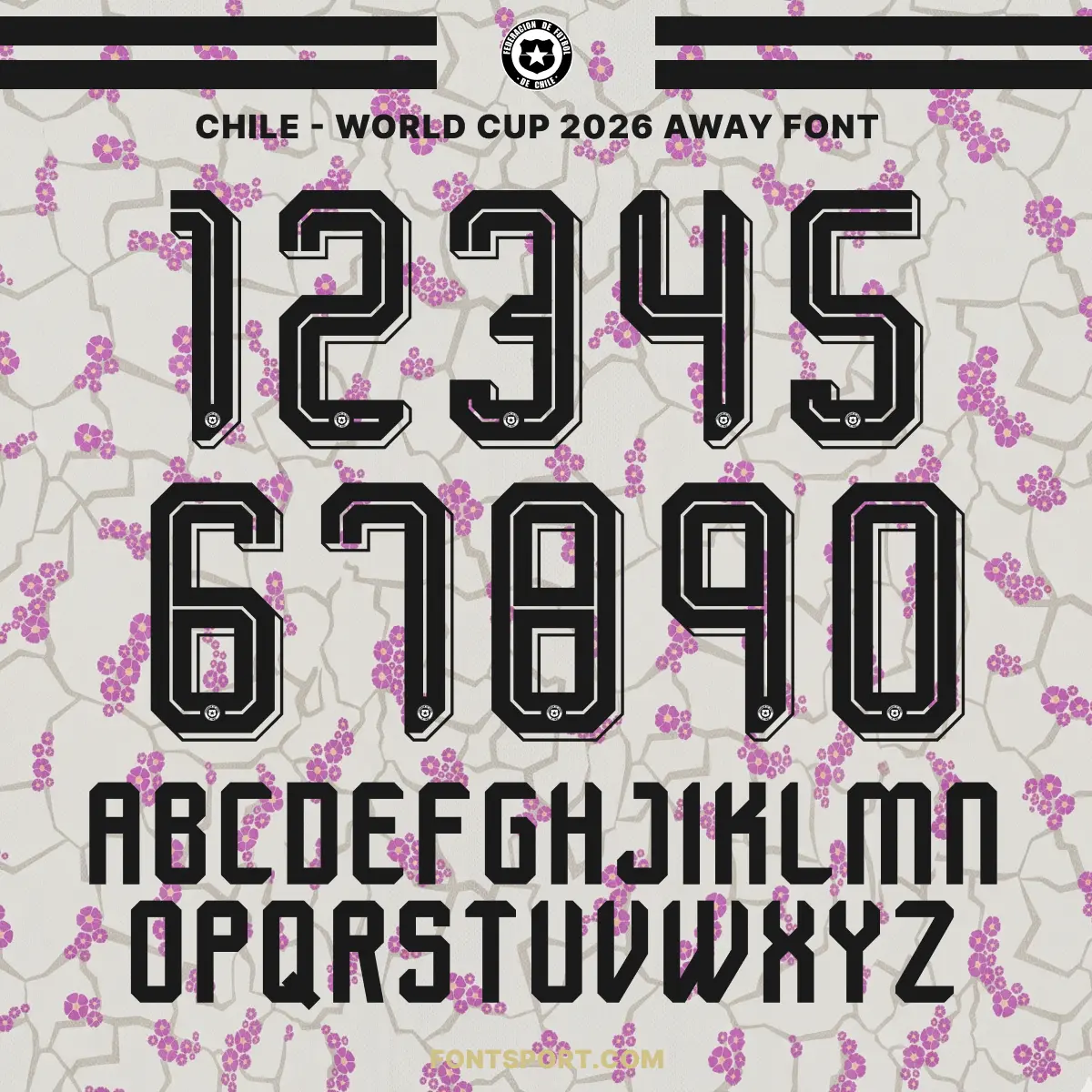 Chile national football team 2026 World Cup away jersey font typography and numbers full set