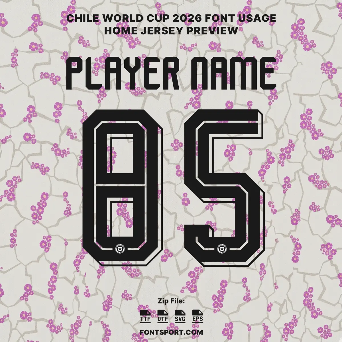 Chile 2026 World Cup away jersey back preview with custom name and number 85 font