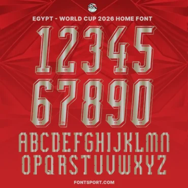 Egypt 2026 World Cup font kit – full number set and uppercase alphabet preview in home style