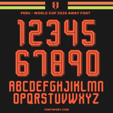 Peru national football team 2026 World Cup away jersey font typography and numbers full set