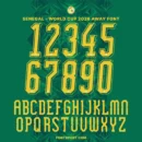 Senegal 2026 away font kit – full alphabet and number set preview in yellow on green