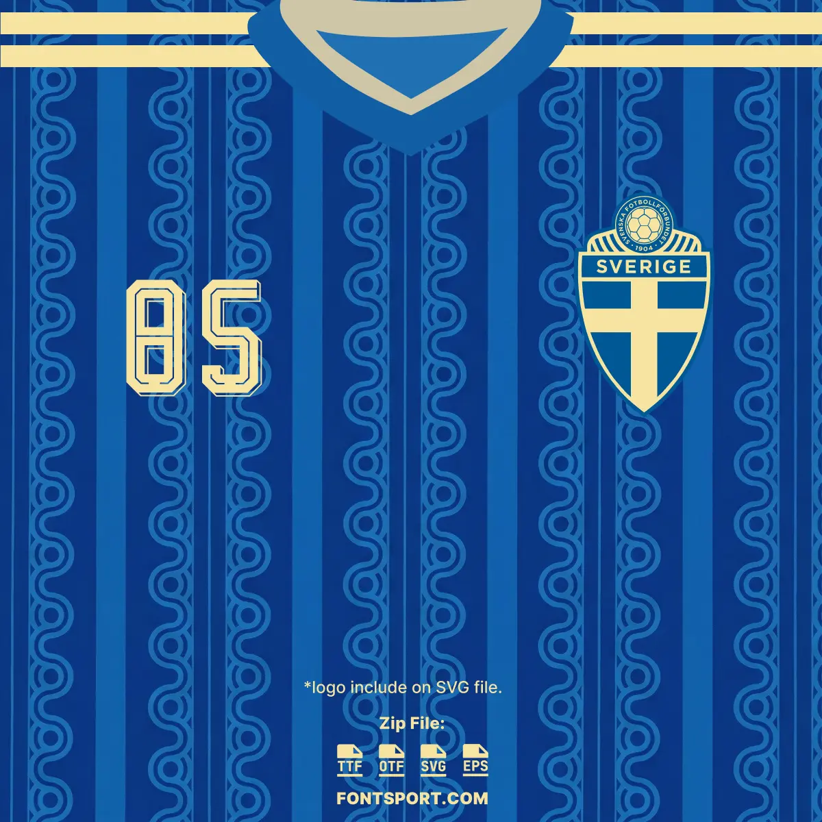 Sweden 2026 World Cup away kit front jersey number 85 and national team crest