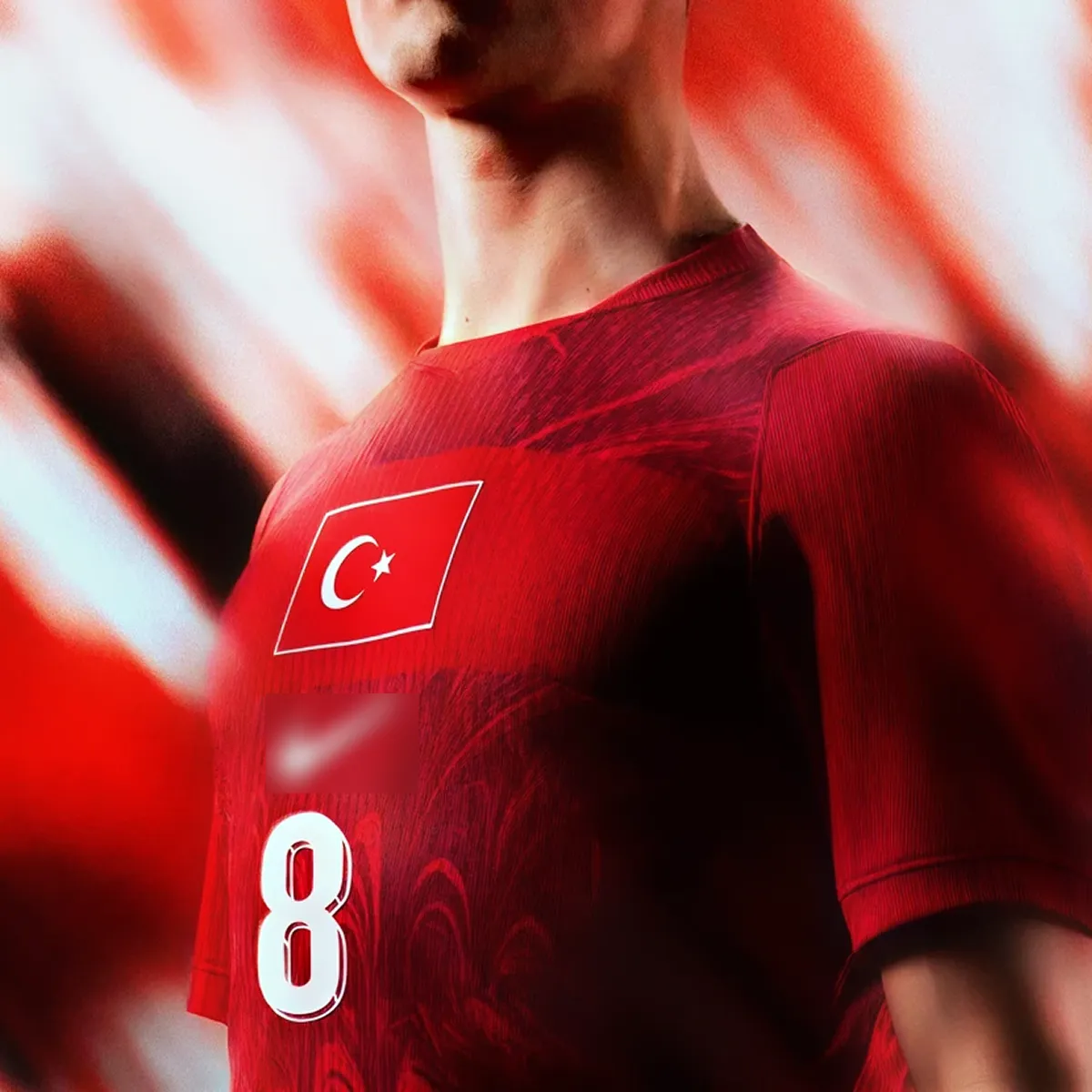 Türkiye home jersey mockup showing the Turkey World Cup 2026 home font kit applied on shirt front